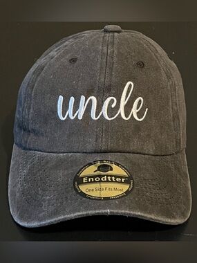 Enodtter Uncle Embroidered Dad Hat Washed Black Cotton Cap One Size